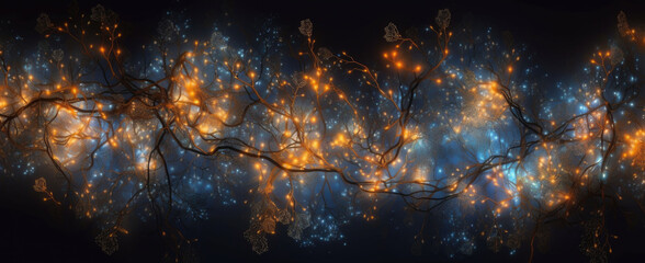 Abstract background. Blurred bokeh dark background, Christmas and New Year holiday background   Generative AI