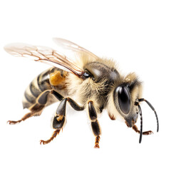 bee on white background, close up flying bee Generative AI