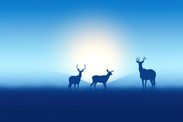 Family of deer, simple minimal tech illustration.
