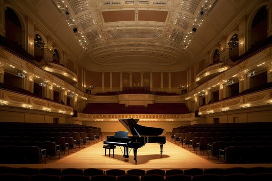 Grand Piano on Concert Hall Stage - AI Generated