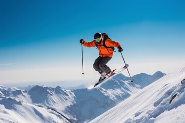 illustration, skier in the snow, ai generative