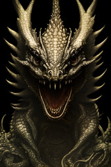 Fantasy Face Dragon Illustration, generative ai