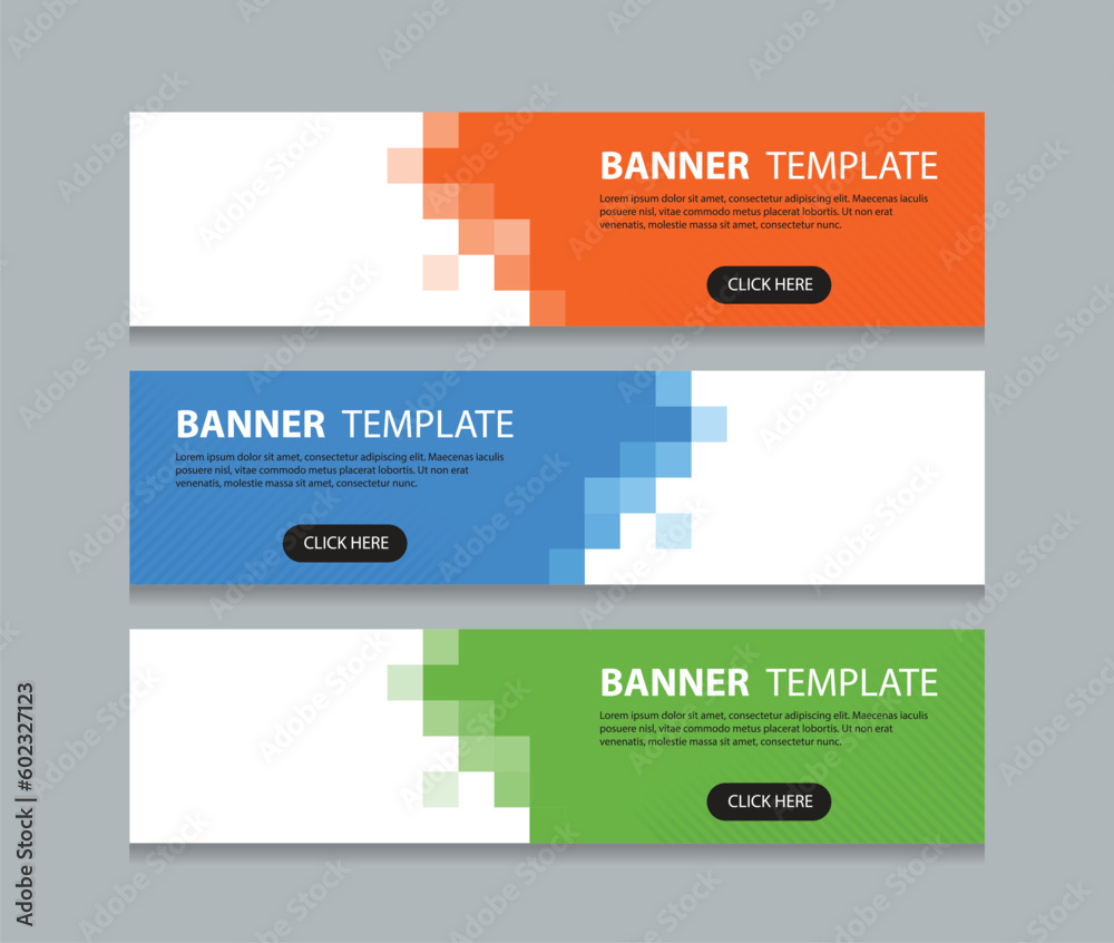 Wall mural set of horizontal abstract web banner design template background gradients color. suitable for web a