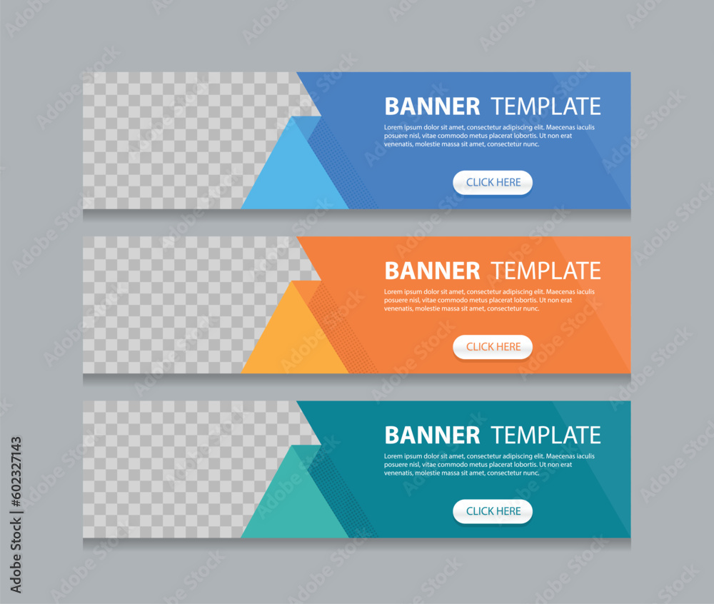 Fototapete Set of horizontal abstract web banner design template background gradients color. Suitable for web ads. Vector illustration with Space to add pictures.
