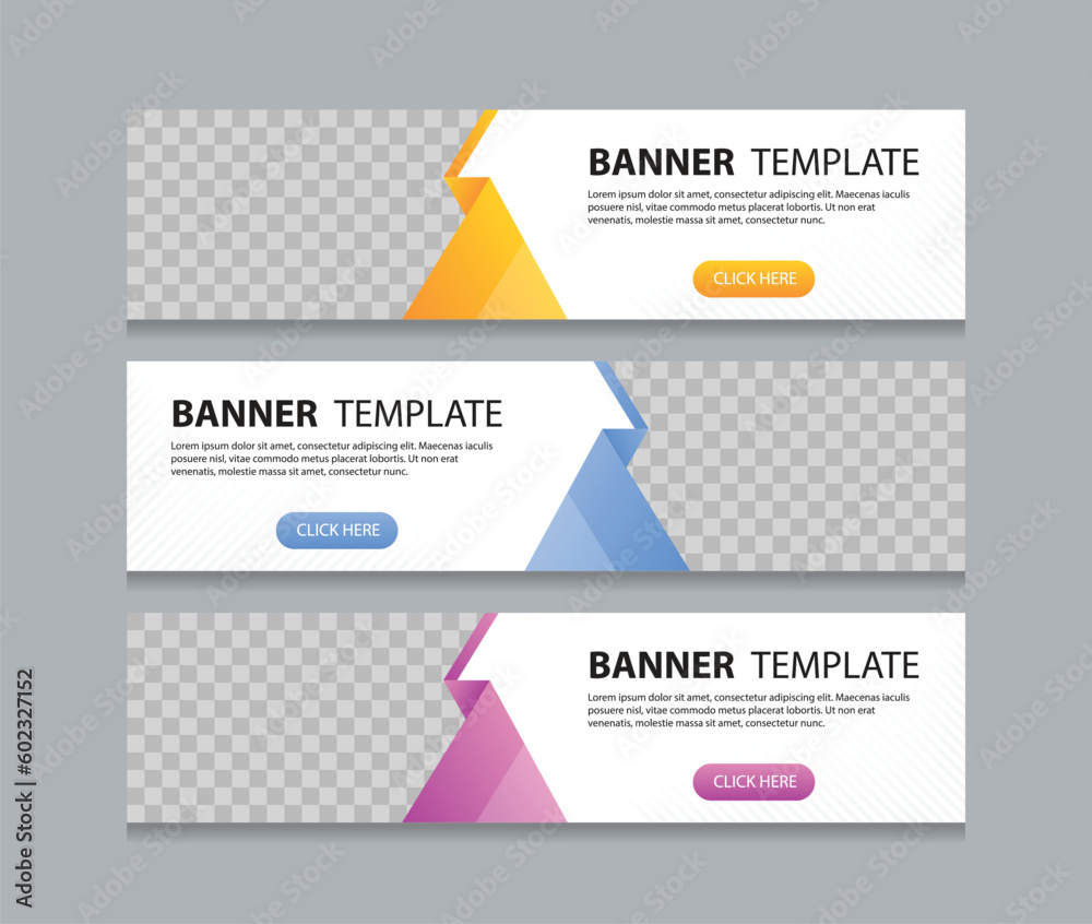 Aufkleber Set of horizontal abstract web banner design template background gradients color. Suitable for web ads. Vector illustration with Space to add pictures.