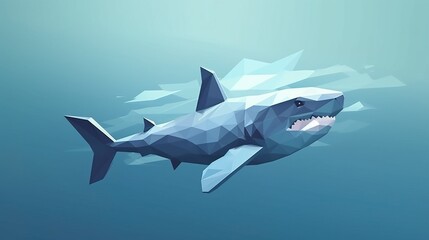 Low poly shark. Polygonal illustration. simple minimal tech illustration.