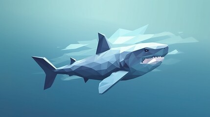 Fototapeta premium Low poly shark. Polygonal illustration. simple minimal tech illustration.