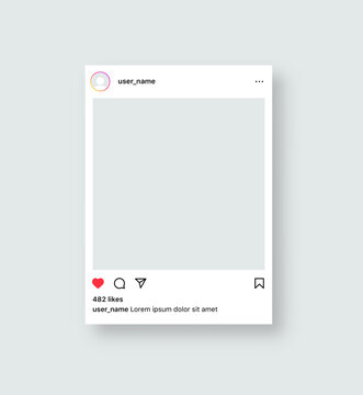 instagram post frame mockup template. social media and social network, instagram feed post mock up. vector user interface template . instagram notification icons