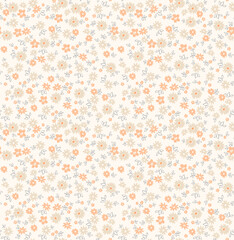 Cute floral pattern in the small flowers. Seamless vector texture. Elegant template for fashion prints. Printing with small chamomile flowers. White background. Stock print.