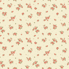 Beautiful floral pattern in small flowers. Delicate salmon flowers. White background. Ditsy print. Floral seamless background. Pretty template for fashion prints. Stock pattern.