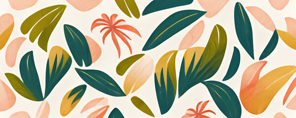 Exotic print tropical nature floral painting art