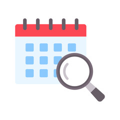 Search calendar icon. Looking date. Search concept with calendar icon and magnifying glass.