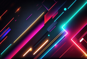 Glowing lines neon lights abstract background