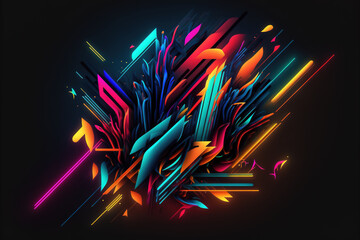 Neon graphic futuristic design glowing figures