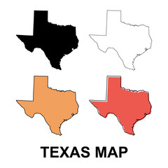 Set of Texas map shape, united states of america. Flat concept vector illustration