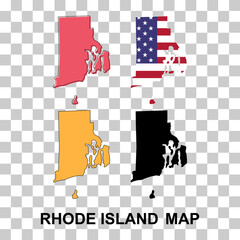 Set of Rhode island map, united states of america. Flat concept symbol vector illustration