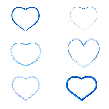 Painted blue hearts can be used for design banners, festive elements and gift cards
