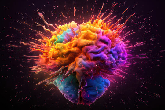 Concept art of a human brain exploding with knowledge and creativity. generative ai