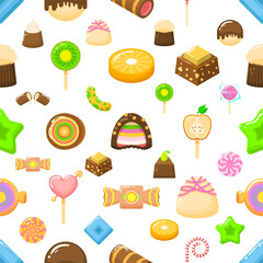 Seamless Pattern Abstract Elements Different Sweets Food Lollipops Candy Vector Design Style Background Illustration Texture For Prints Textiles, Clothing, Gift Wrap, Wallpaper, Pastel