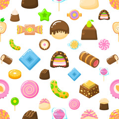 Seamless Pattern Abstract Elements Different Sweets Food Lollipops Candy Vector Design Style Background Illustration Texture For Prints Textiles, Clothing, Gift Wrap, Wallpaper, Pastel
