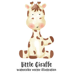 Cute giraffe, Baby giraffe, Watercolor Giraffe, Giraffe vector illustration, watercolor style, Animal