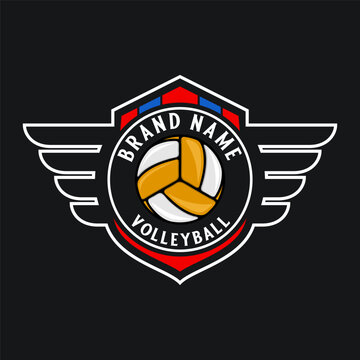 Volleyball Sport vector Logo design. concept, volleyball in emblem frame, perfect for volleyball team or club