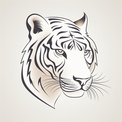 Obraz premium Line art sketch of a tiger head Generative Ai