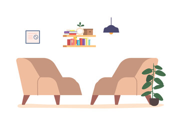 Room With Armchairs And Bookshelf Features Cozy Seating And Extensive Reading Material. Perfect For Relaxing