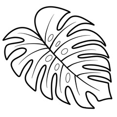 Monstera leaf black outline.