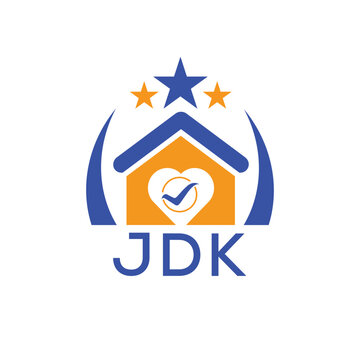 JDK House logo Letter logo and star icon. Blue vector image on white background. KJG house Monogram home logo picture design and best business icon. 
