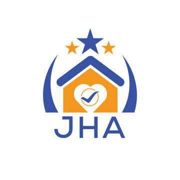 JHA House logo Letter logo and star icon. Blue vector image on white background. KJG house Monogram home logo picture design and best business icon. 
