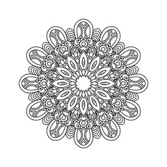 Decorative mandala and pattern for Mehndi, wedding, tattoo, islam, indian, arabic. Outline mandalas coloring book page.