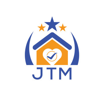 JTM House logo Letter logo and star icon. Blue vector image on white background. KJG house Monogram home logo picture design and best business icon. 
