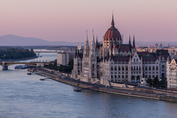 Fototapeta na wymiar Danube river and Hungarian Parliament Building in Budapest, Hungary
