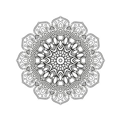 Decorative mandala and pattern for Mehndi, wedding, tattoo, islam, indian, arabic. Outline mandalas coloring book page.