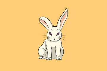 Cute rabbit with yellow background