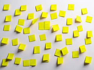 Fototapeta na wymiar Yellow postits on a white board. ai generative
