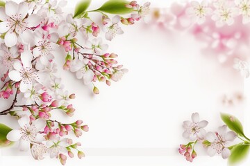 Fototapeta na wymiar Expressive Spring Floral Frame on a Clean White Background, spring flowers frame. Generative AI.