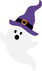 Halloween ghost wearing a witch hat
