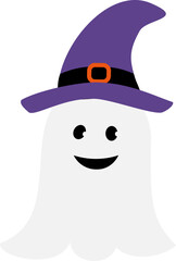 Halloween ghost wearing a witch hat