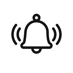 Notification bell icon. Outline notification bell vector icon for web design isolated on white background
