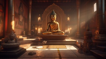Golden buddha statue, generative ai