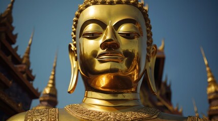 Golden buddha statue, generative ai