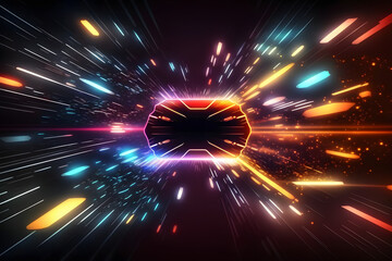 Naklejka premium Technology Cyberspace Neon background, Abstract Digital background