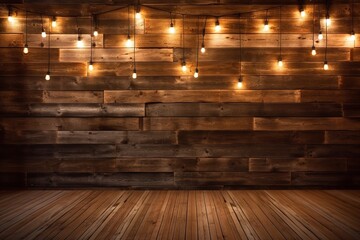 light bulb on the wooden wall, generative ai