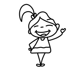 Hand Drawing Cartoon Charter Happy Kids Playing