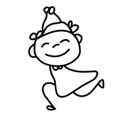 Hand Drawing Cartoon Charter Happy Kids Playing