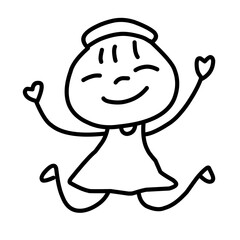 Hand Drawing Cartoon Charter Happy Kids Playing