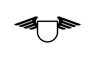Wings Logo with emblem or badge concept for template 