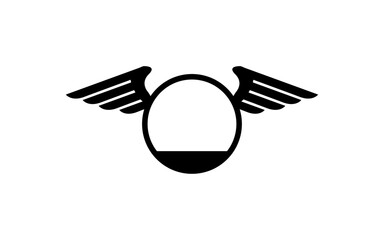 Wings Logo with emblem or badge concept for template 